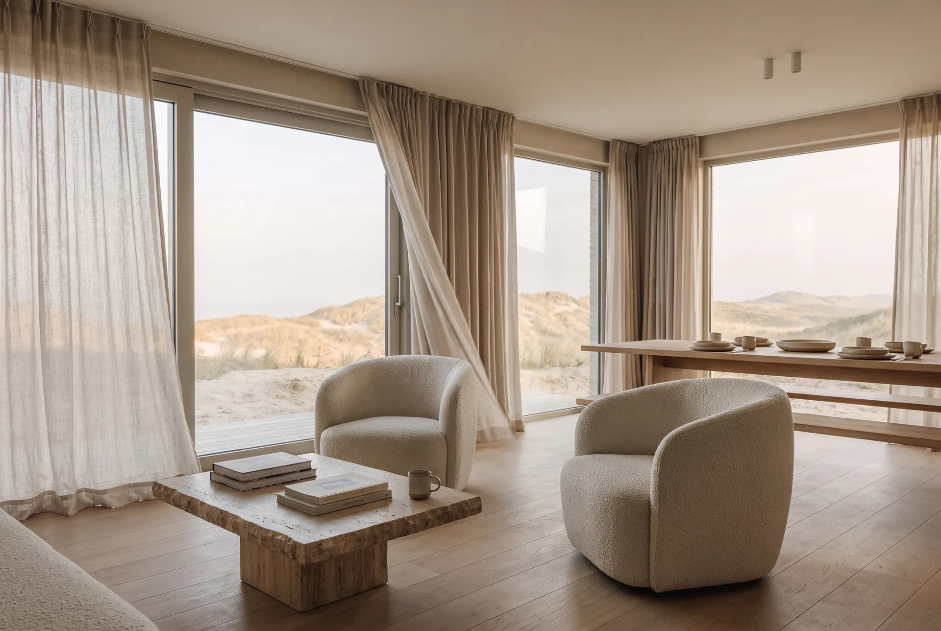 Salon de Dune Blanche ouvert sur les dunes de Knokke-Heist
